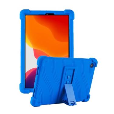 Imagem de Fannayipin Capa infantil TCL Tab 8 LE de 8 polegadas (9137W/9132X) – Silicone macio com suporte ajustável para PC, compatível com TCL Tab 8 Wifi/8V/8 Plus (azul)