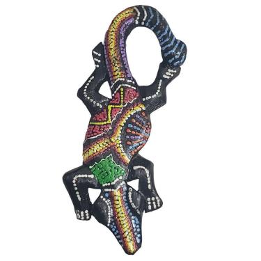 Imagem de Imã Pintura Dots Madeira Balsa Salamandra 10cm Bali