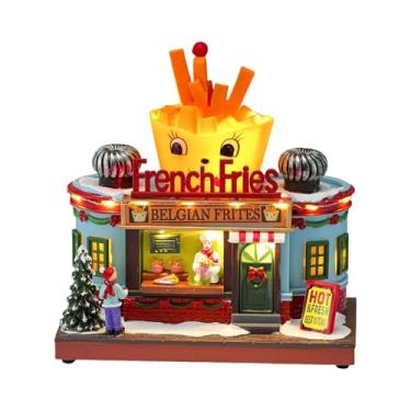 Imagem de KiBcsLic Estátua de Casa de Vila Natalina, Decoração para Casa com 8 Estatuetas Iluminadas Feitas à Mão, Presente para Festivais de ação de Graças