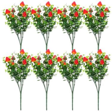 Imagem de TOYANDONA Buquê de Plantas Frutíferas Artificiais: 8 Peças de Hastes de Frutas Realistas, Buquê de Morangos Artificiais, Flores Artificiais, Hastes de Frutas, Galhos de Morango, Centro de Mesa para