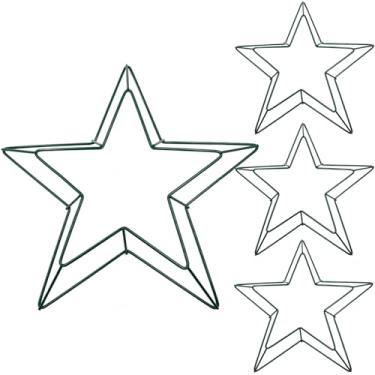 Imagem de Yuqim Pacote com 4 guirlandas de arame em forma de estrela verde, formas de guirlanda de metal de 35 cm para artesanato faça você mesmo, anéis florais para decoração de festa de aniversário de