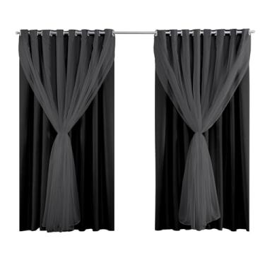 Imagem de Cortina Blackout Tecido Com Voil 2,80M x 2,20M Para Varão Simples 90% Blecaute Corta Luz