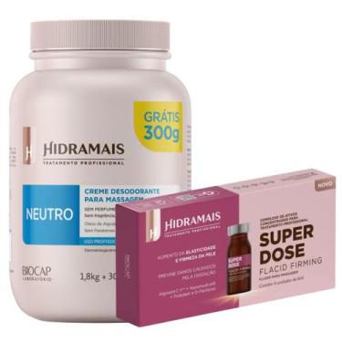 Imagem de Creme De Massagem Neutro 1.8kg + 300g grátis + 4un Superdose Flacid Fi