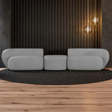 Imagem de Sofá Versátil Sala de Estar Egito 322cm Modulado Veludo Cinza G52 - Gr