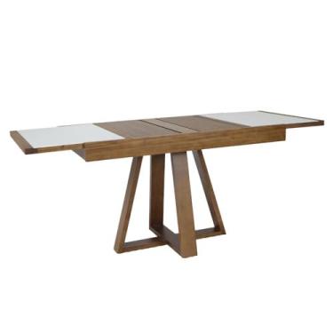 Imagem de Mesa de Jantar Extensível 178x78cm Tampo Vidro Atena Nacional Móveis
