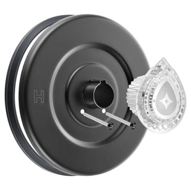 Imagem de Enhon Kit de acabamento de banheira e chuveiro, acabamento de chuveiro compatível com Moen Chateau T470 válvula de chuveiro de manípulo único, tubo de parafusos de escudo e alça (preto fosco)