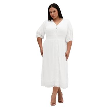 Imagem de City Chic Vestido feminino plus size - Bela gola V midi, Marfim, 25 Plus Size