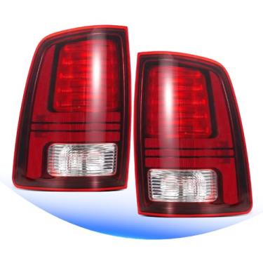 Imagem de Par de luz traseira de LED compatível com Dodge RAM 1500 Sport/Rebel & Ram 2500 3500 Laramie 2013-2018 Captador preto carcaça traseira luzes traseiras de freio traseiro conjunto de lâmpadas de seta de