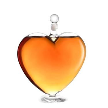 Imagem de Garrafa de vinho criativa em forma de coração de 500/1000 ml, garrafa de vinho de vidro de cristal, decantador de vidro de cristal transparente para bar doméstico jarra de vinho tinto