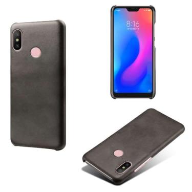Imagem de Capa para Xiaomi Redmi 6 Pro,Proteção contra quedas,Casca de volta de cor sólida simples,Design de couro de imitação de plástico-Black