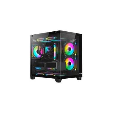 Imagem de Gabinete Gamer Hyrax HGB750, Mini Tower, M-ATX, Frontal Curvo e Lateral em Vidro Temperado, Sem FANs, Preto - HGB750B