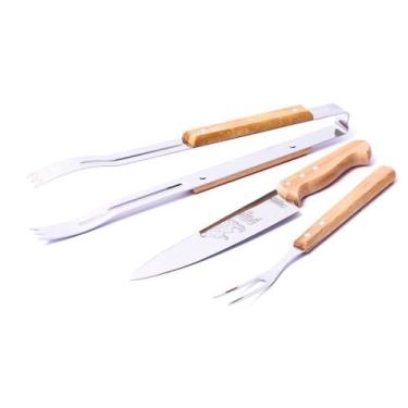 Imagem de Kit Churrasco Cabo Mad. 3 Pçs Faca Garfo Pegador Tramontina - Tramonti