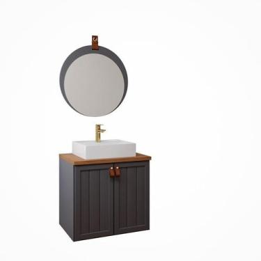 Imagem de Gabinete de Banheiro Alure  60 com espelho lua Titanium/Freijo - MGM