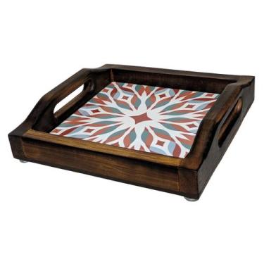 Imagem de Bandeja Decorada Em Madeira Estampada Com Azulejos Para Café Manhã C A