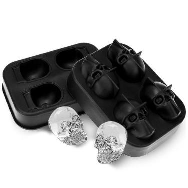 Imagem de Forminhas De Silicones Crânio 3D Caveira Preto Festas Drink - Clink