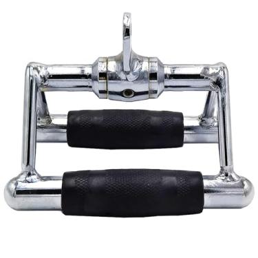 Imagem de yuhqc Barra de puxar LAT para treinamento de força, corda de tríceps com cabo duplo duplo de luxo, em forma de V, barra de pressão reta giratória para treino com pesos, acessórios de máquina de cabo