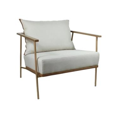 Imagem de Agarb Estofados, Poltrona Roma em Metal Dourado Agarb Decor Cor:Linho Bege Claro