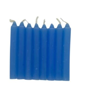 Imagem de Velas Palito 16cm, Kit com 36 Unidades, Brancas e Coloridas, Parafina Pura (Azul Claro)
