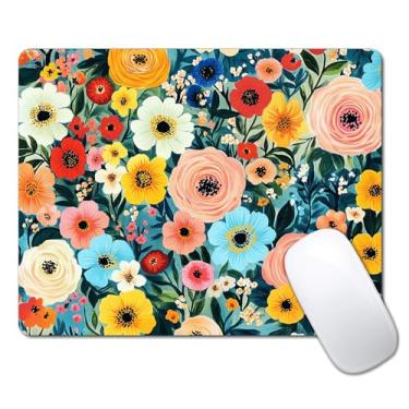 Imagem de Mouse pad floral vintage floral para mesa, computador portátil pequeno mouse pad para laptop sem fio, 24 cm x 20 cm design base de borracha antiderrapante mousepad de superfície lisa para casa
