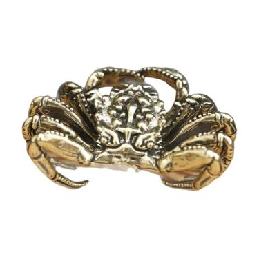 Imagem de IEUDNS Estátua de caranguejo-rei de latão, arte em forma de animal de estimação, suporte de mesa antigo, estatueta chinesa de Feng Shui para jardim de mesa