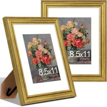 Imagem de Porta-retratos Vittanly Rustic Gold 8,5x11, conjunto de 2