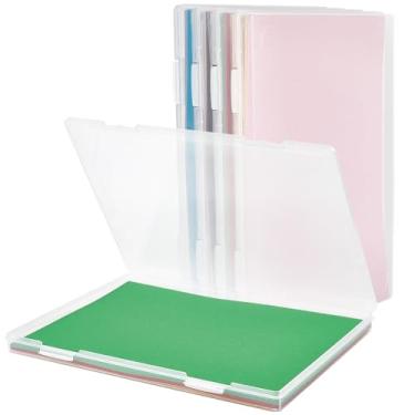 Imagem de CRASPIRE Caixa de plástico transparente para documentos A4 com tampa articulada, protetor retangular transparente, 4 peças, 30 x 2,5 cm x 0,89 cm