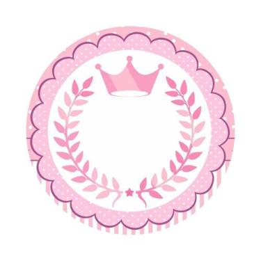 Imagem de Painel de Lona Redondo Coroa Rosa Realeza - Fabrika de Festa, 150x150c