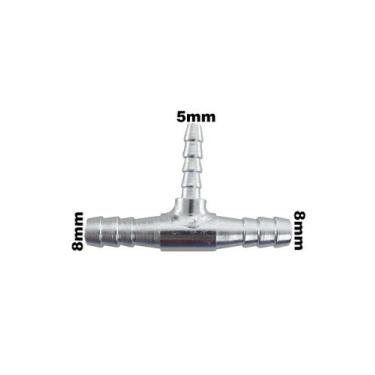 Imagem de Conexão T Aluminio com Redução 6x4x6mm Adaptação Universal - PARAISO D