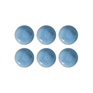Imagem de Conjunto com 6 Pratos Fundos Porto Brasil Linhas Breeze em Stoneware 22,5cm – Azul