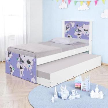 Imagem de Bicama Solteiro Hop com Cabeceira Mapa Viagens - CASA H