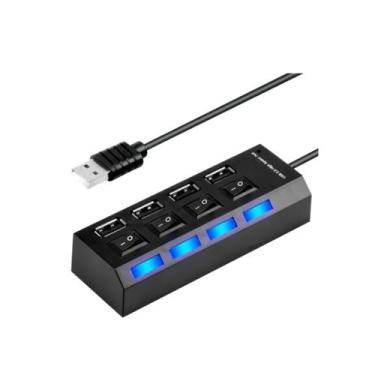 Imagem de Hub USB de 4 portas Multi USB 2.0 com luz indicadora - preto/branco - 
