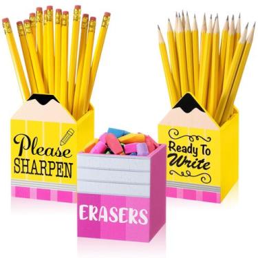 Imagem de Conjunto de porta-lápis Gilprop Sharp and Dull Eraser Bucket Wood