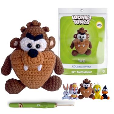 Imagem de Kit Amigurumi Looney Tunes Oficial Linhas Corrente – Coleção Completa com 5 Personagens + Agulha e Receita QRCode (Taz)
