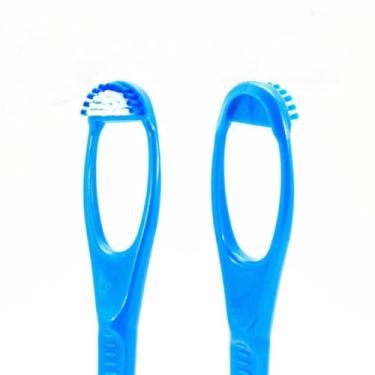 Imagem de Raspador de Lingua, Limpador de LíNgua com Cerdas e Raspador, 2 em 1, 17.7cm(Azul)