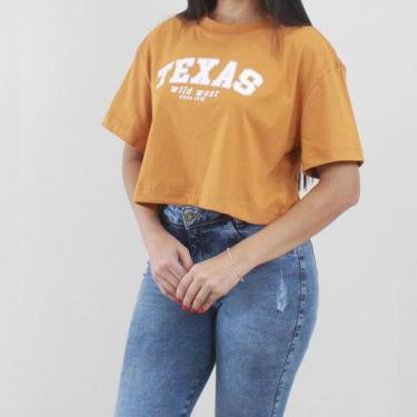 Imagem de Camiseta Cropped Algodão Oversized Caimento Soltinho Manga Curta - Tex