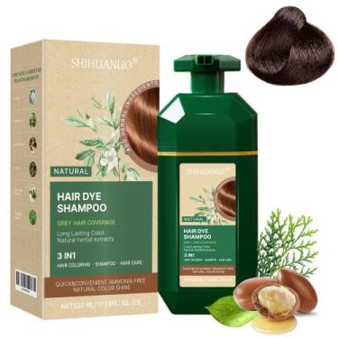 Imagem de Shampoo de tintura de cabelo SHIHUANUO 3 em 1, cobertura cinza, 520 ml