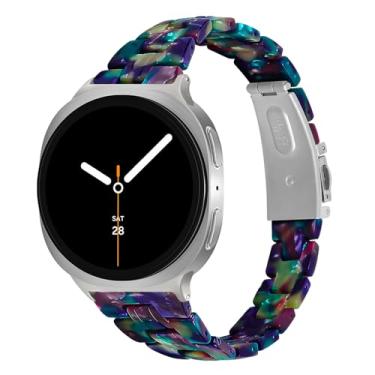 Imagem de HAYONLIY Pulseiras de resina compatíveis com Samsung Galaxy Watch 8 de 40 mm e 44 mm/Galaxy Watch 8 Classic de 46 mm, pulseira de substituição elegante para mulheres e homens