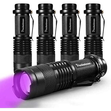 Imagem de Lanterna UV de luz negra com luz ultravioleta, luz negra, detector de urina ultravioleta para cães/gatos/urina de animais de estimação e manchas secas em carpetes/tapetes/piso, pacote com 5