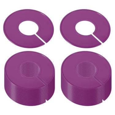 Imagem de PATIKIL Divisores de roupas para pendurar roupas, pacote com 30 divisórias de tamanho de rack de roupas, etiquetas em branco, separador redondo para armário, roxo