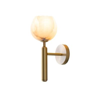 Imagem de Luminária de parede luxuosa em formato flor mármore para banheiro, varanda, estudo, quarto, cabeceira para corredor, hall de entrada(Gold)