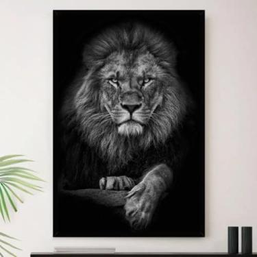 Imagem de Genérico, Quadro Leão Animal Preto E Branco Decorativo A3 35x45cm