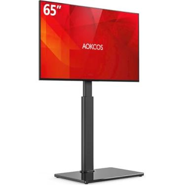Imagem de AOKCOS Suporte giratório de TV para TVs de 32 a 65 polegadas, canto ajustável de 8 níveis de altura pequeno suporte de TV para sala de estar/quarto, comporta até 40 kg, VESA máx. 400 x 400 mm, preto