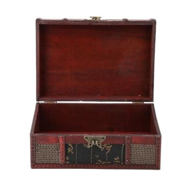 Imagem de RiToEasysports Pequena Caixa de Armazenamento de Madeira Vintage Organizador de Jóias Chinesas para Documentos e arquivos: Ideal para Uso na Casa e na área de Trabalho (Lock de estilo chinês)