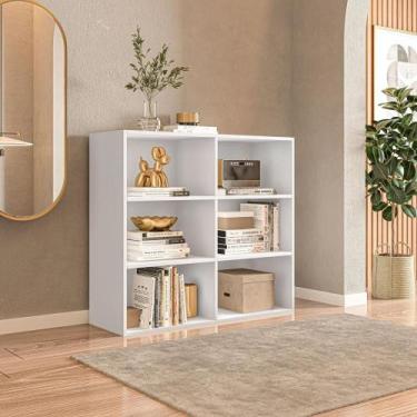 Imagem de Estante Livreiro Zurich com 6 Nichos - Branco - DRD Móveis, Branco