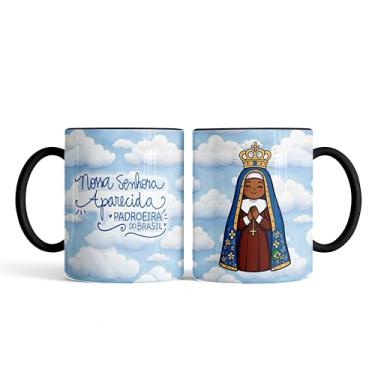 Imagem de Caneca xicara fé Nossa Senhora Aparecida céu 25EI (branco)