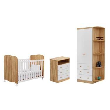 Imagem de Quarto Bebe Completo Moveis Peroba Uli smim MDF, Branco Amêndoa