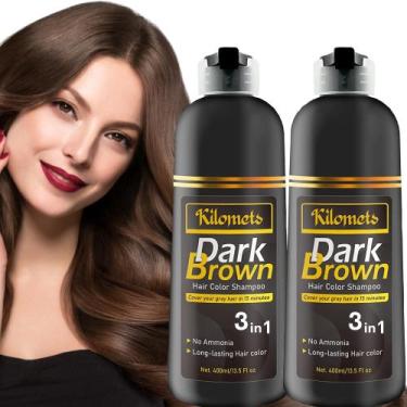 Imagem de Shampoo de tintura de cabelo Kilomets Dark Brown 400 ml com cobertura 