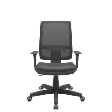 Imagem de Cadeira Brizza Tela Presidente Braço Regulável Vinil Preto