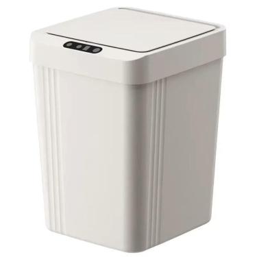 Imagem de Lixeira 13 Litros Sensor Automática Inteligente Pilha-Branco