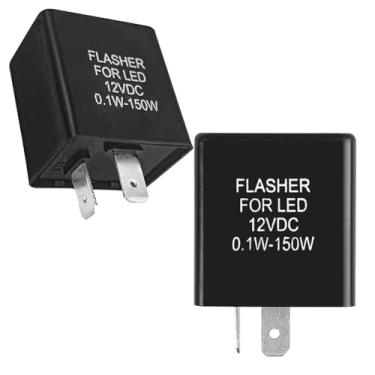 Imagem de cotonlake Relé de pisca-pisca eletrônico silencioso de 2 pinos de 12 V para seta de LED compatível com correções de motocicleta scooter, bicicleta, carro, SUV, fixação, hiperflash, luzes de LED